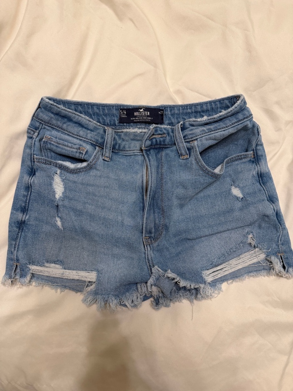 Hollister Light Blue Ripped Denim Cutoff Shorts